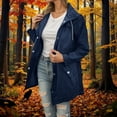 thumbnail image 6 of Womens Jacket Spring Fall Windbreaker Lightweight Hooded Softshell Jacket Outdoor Windproof Zip Up Raincoat Navy XL, 6 of 7