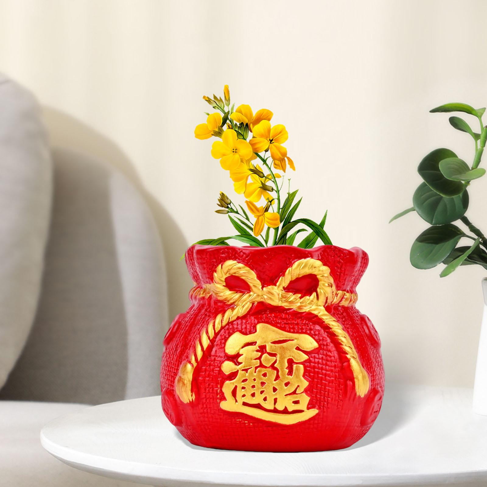 Ceramics Bag Flower Vase Planter Pot Decorations Wealth