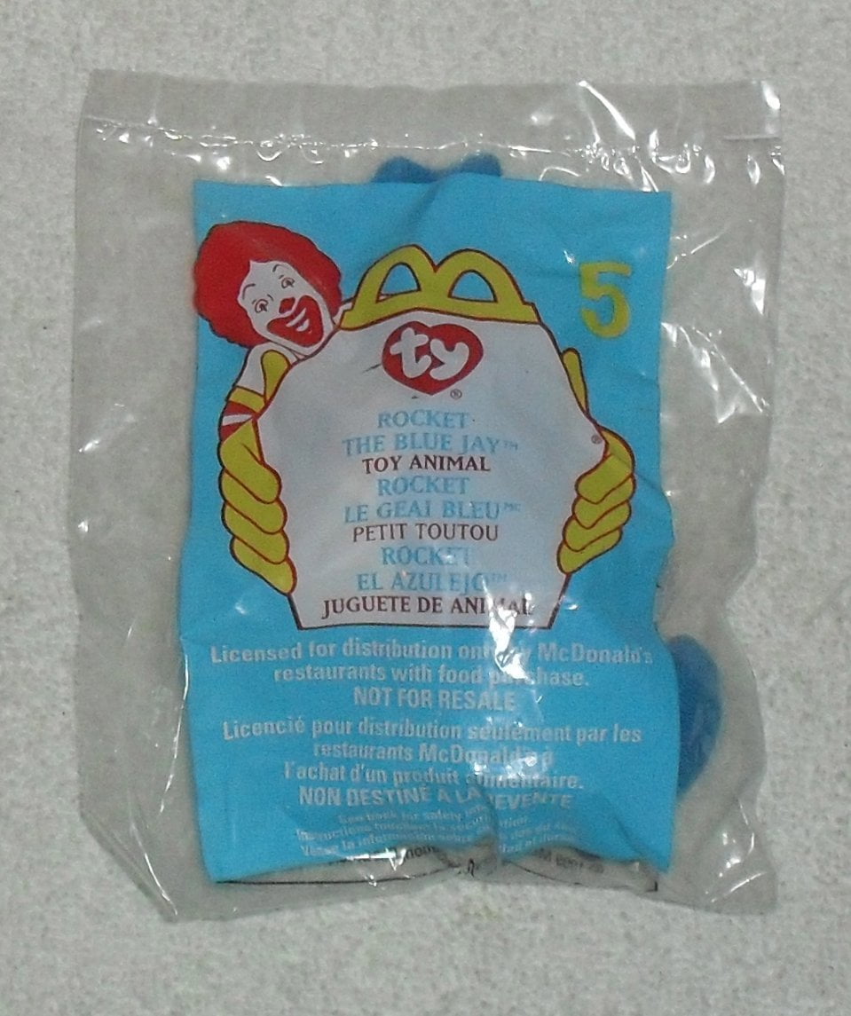 NEW 1999 McDonalds Happy Meal Toy #5 TY ROCKET THE BLUE JAY 