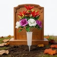 thumbnail image 6 of Artificial Peacock Rose Cemetery Flowers, Memorial Grave Decoration Bouquet with Vase, Fade Resistant Outdoor Floral Arrangement for Cemetery Holiday Tribute Remembrance, 6 of 7