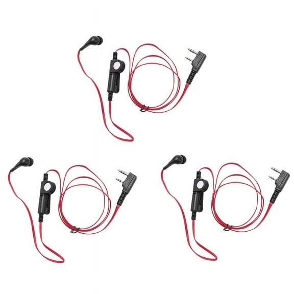 3X 2 Pin Noodle Style Earbud Headphone K Plug Earpiece Headset for Uv5R -888S Uv5R Radio Red Wire