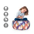 thumbnail image 2 of Tropical Storage Toy Bag Chair, Pineapples with Big Colorful Leafy Hawaii Motifs on the Background, Stuffed Animal Organizer Washable Bag, Small Size, Dark Indigo Multicolor, by Ambesonne, 2 of 3