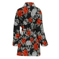 thumbnail image 2 of Red Rose Grey Skull Pattern Women Bathrobe One Size Univeral Fits, Skull Lover Gifts Fashion Lightweight Plush Fleece Long Robe For Women, 2 of 3