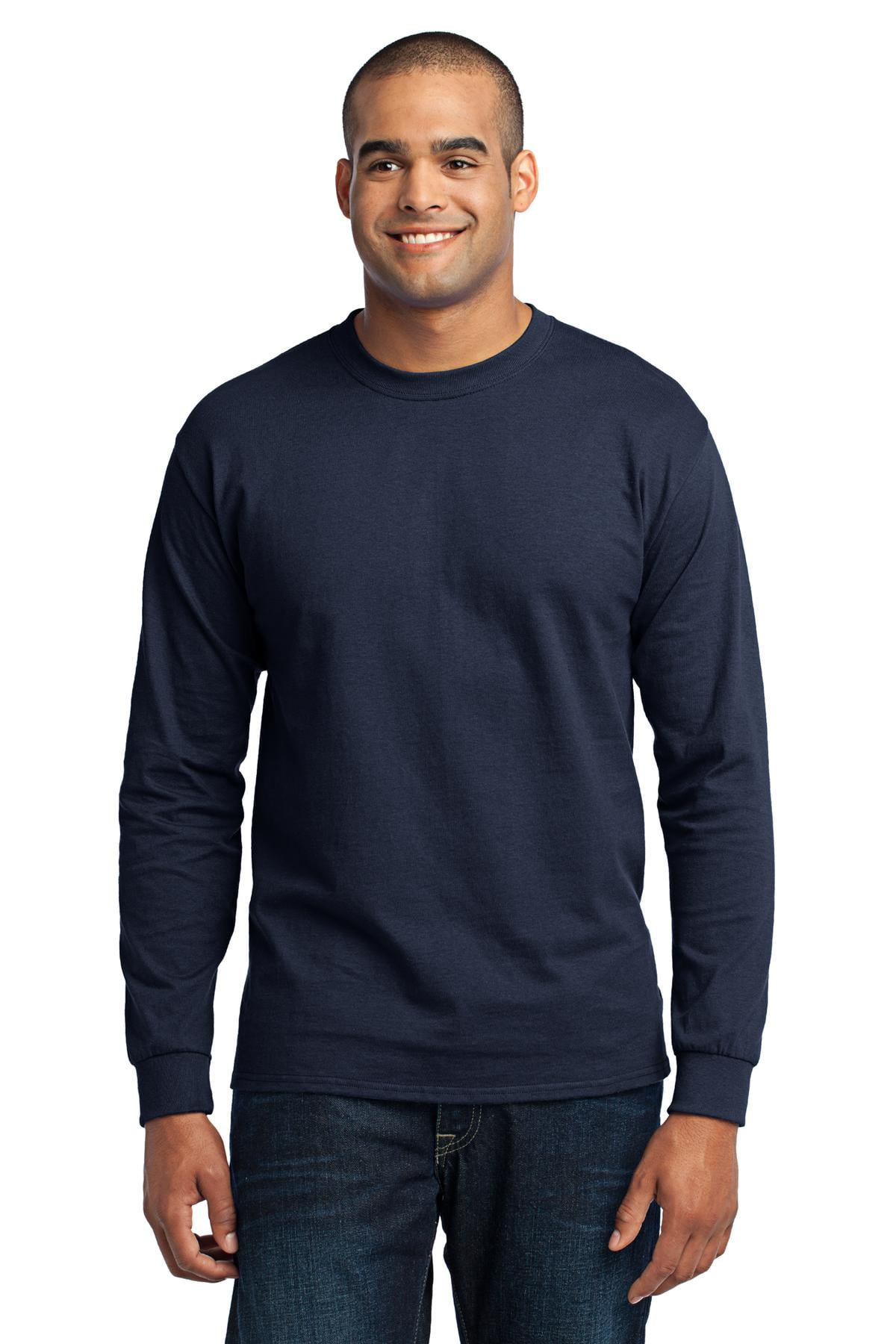 Port & Company Mens Tall Long Sleeve 50/50 Cotton/Poly T Shirt 2XLT Light Blue