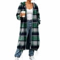 thumbnail image 4 of Enjoytime Plaid Long Coat Women Drawstring Hem Hooded Zip Up Jacket Long Sleeve Loose Trendy Fall Winter Jackets, 4 of 7