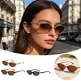 thumbnail image 2 of Y2K Retro Oval Sunglasses for Women Trendy 90s Narrow Lightweight Shades Vintage Oval Sun Glasses Cool Cat Eye Sunglasses for Women 90s Narrow Lightweight Sunnies 1-3PC, 2 of 7