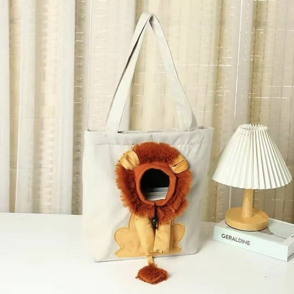 Shoulder Bag Lion-Shaped Pet Bag Handbag Cute Small Pet Bag Breathable Canvas