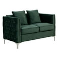 thumbnail image 3 of Joel 3 Piece Sofa, Loveseat, and Armchair Living Room Set, Green Velvet- Saltoro Sherpi, 3 of 5