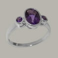 thumbnail image 2 of LBG British Made 10k White Gold Natural Amethyst Womens Anniversary Ring - 33 size options - Size 10, 2 of 6