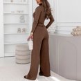 thumbnail image 4 of Women's Two-piece Knitwear Set: Turtleneck Knit Pullover + Wide-leg Trousers, Elegant and Cozy for Winter Fashion and Daily Use,Khaki,2XL, 4 of 5