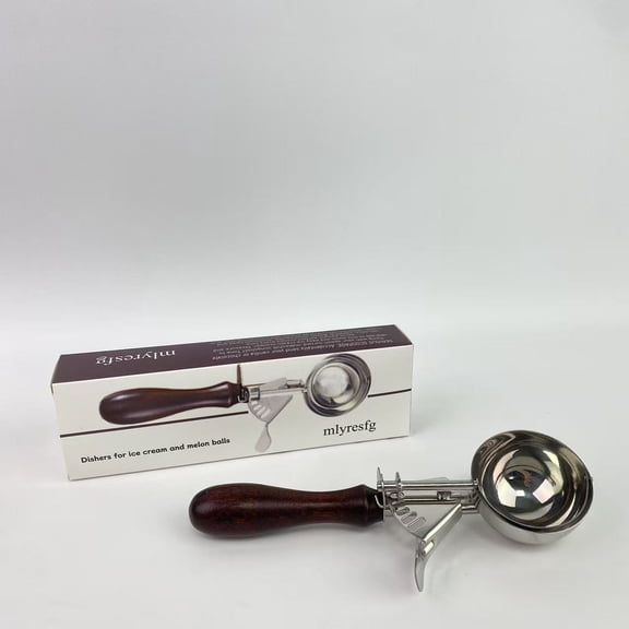 mlyresfg Dishers for ice cream and melon balls,Vintage Trigger Ice Cream Scoop, Brown