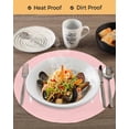 thumbnail image 3 of 15 Inch Round Placemats Set of 6, Hello Winter Non Slip Heat Insulation PP Table Mats, Pink Merry Christmas Holiday Washable Place Mats for Kitchen Dining Party Table Decor, 3 of 7