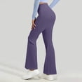 thumbnail image 5 of MXUIKV Leggings Pants for Women Slim Fitted Micro Flare Stretchy Elastic High Waist Yoga Trousers(Small,Purple), 5 of 5
