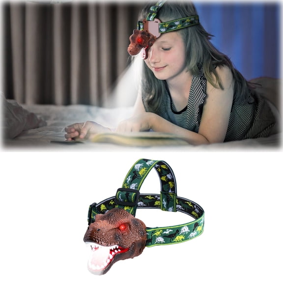 Forestwhale Dinosaur Headlamp for Kids Rechargeable LED Headlight with Roaring Sound & Glowing Eyes Adjustable Lightweight Headband Camping Hiking Flashlight Toy for Boys Girls