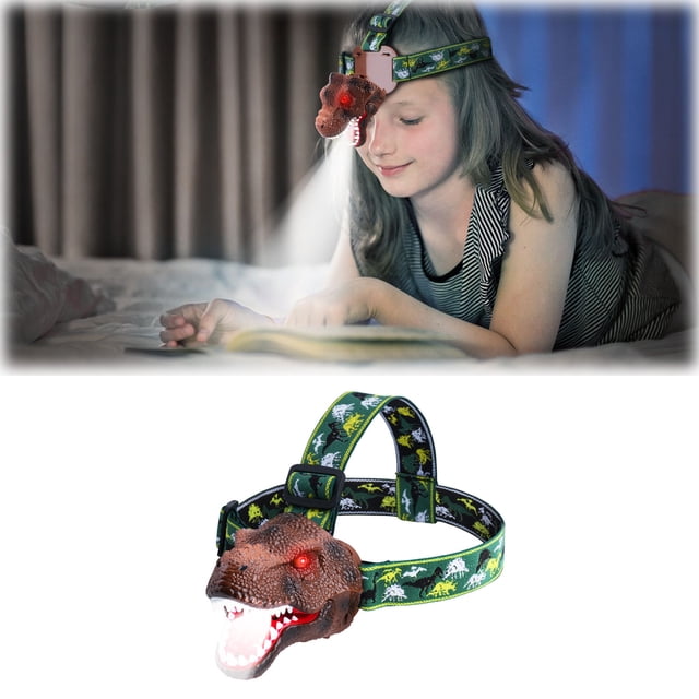 WIHJ Lampe Frontale Dinosaure pour Enfants, Lumière DEL Rechargeable avec Sons de Rugissement et Yeux Lumineux, Serre-Tête à Lumière Réglable pour Camping, Randonnée, Aventures en Plein Air, Design en T 150 g