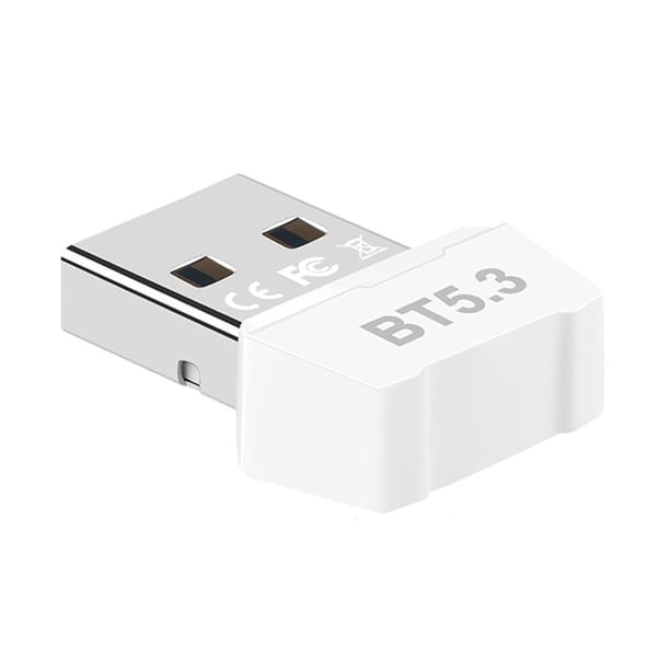 Adaptador inalámbrico USB Transmisor receptor de audio 5.3 compatible con Bluetooth Blanco