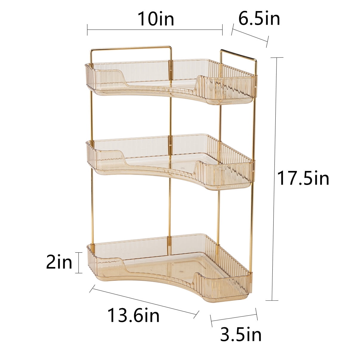 Logianis 3-Tier Bathroom Corner Organizer Countertop Organizer Countertop Storage Vanity Trays Gold