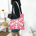 thumbnail image 4 of YFYANG Reusable Cotton Canvas Tote Shopping Bag, Pink Snowflake Pattern Washable Portable Grocery Bag for Daily Travel, 4 of 6