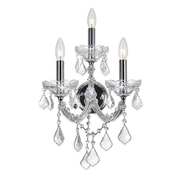 CWI Lighting Maria Theresa 3 Light Traditional Metal Wall Sconce in Chrome