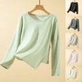 thumbnail image 6 of FAIWAD Layering Tops for Women Long Sleeve Side Split Fleece Lined Undershirt Solid Color Fleece Lined Thermal Blouses, 6 of 6