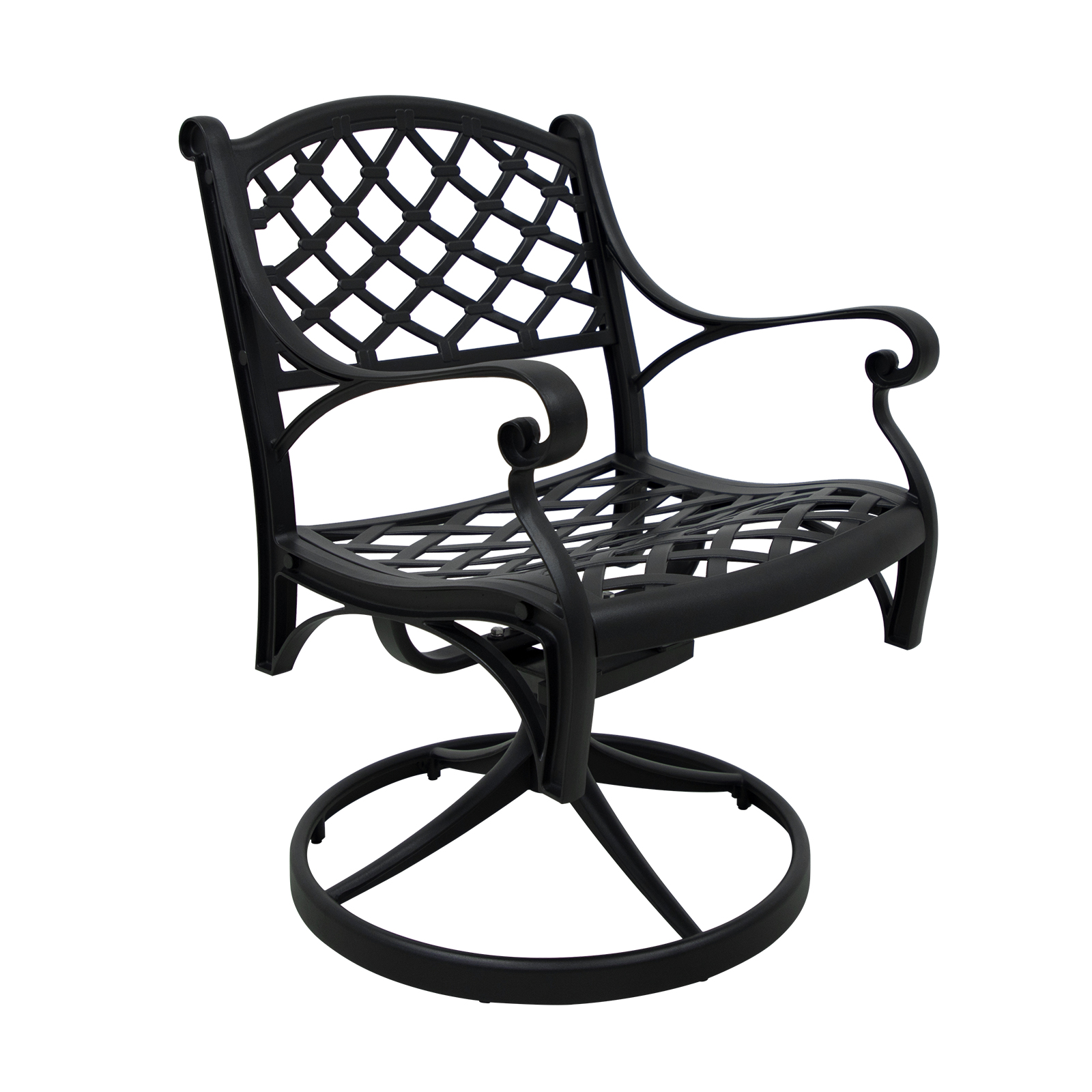 Outdoor Patio Swivel Dining Chair,Swivel Rocker Chairs with High Back Cast Aluminum Frame, Weather Resistant Metal Furniture for Lawn Backyard, Outdoor Dining Rocker Chair for Garden Backyard, Black - image 1 of 7