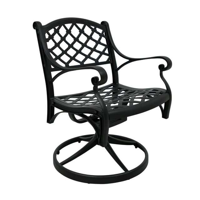 Outdoor Patio Swivel Dining Chair,Swivel Rocker Chairs with High Back Cast Aluminum Frame, Weather Resistant Metal Furniture for Lawn Backyard, Outdoor Dining Rocker Chair for Garden Backyard, Black