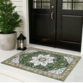 thumbnail image 5 of MeyJey Oriental Indoor Living Room Area Rug 2'x3', Non-Slip Machine Washable Vintage Floor Carpet for Bedroom Dining Kitchen Hallway, Green, 5 of 15