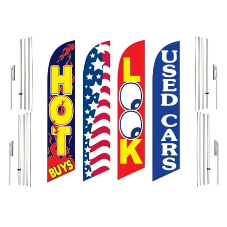 4 Swooper Flags With 4 Pole Kits Hot Buys Patriotic Look Used Cars