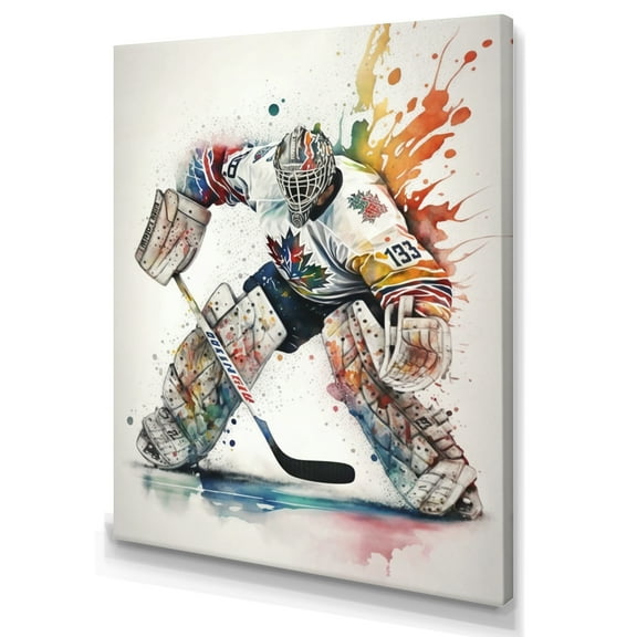 Designart Hockey Goalie II Canvas Wall Art