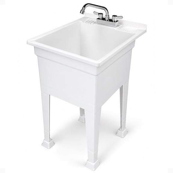 UTILITYSINKS 18 x 24” Freestanding Utility Sink with Swing Faucet & Quick Connect Drain
