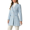 thumbnail image 4 of CHAQUETA BLAZER DE TWEED DE DOBLE BOTÓN CON SOLAPA NOTCHED ELEGANTE DE INSPIRE CHIC XS AZUL, 4 of 6