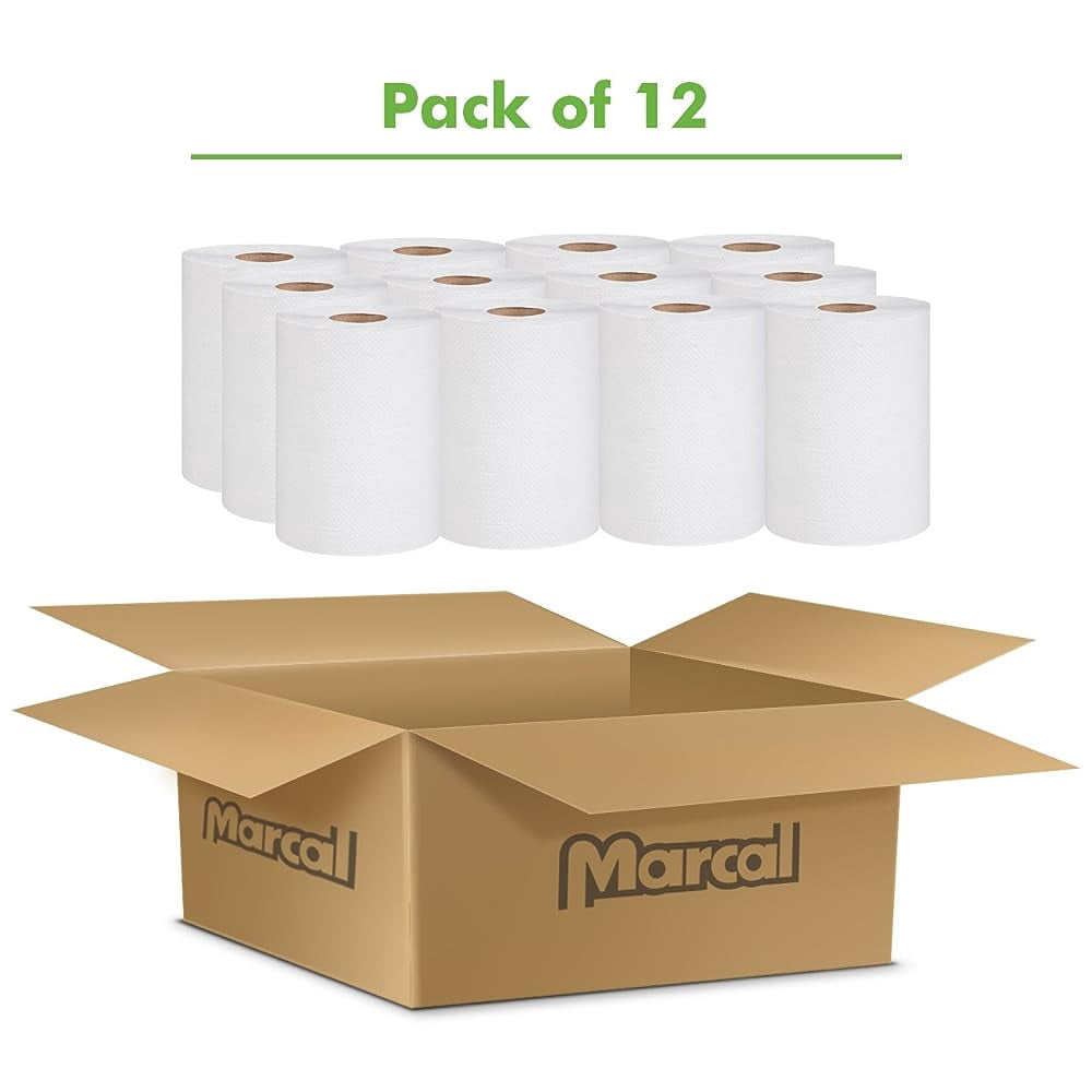 100% Recycled Hardwound Roll Paper Towels, 1-Ply, 7.88" x 350 ft, White, 12 Rolls/Carton