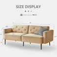 thumbnail image 3 of Mxfurhawa Futon Sofa Bed, 74" Convertible Sleeper Couch, Upholstered Loveseat with Adjustable Back, Arms and Metal Legs, Memory Foam Cushion, Suit for Living Room Office (Velvet - Beige), 3 of 7