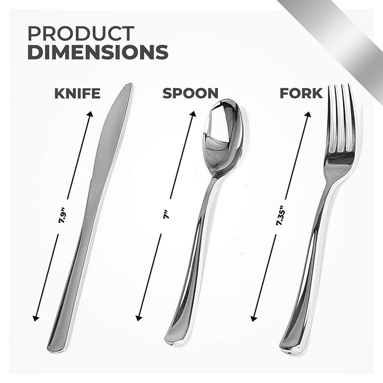 Stock Your Home 125 Disposable Heavy Duty Silver Plastic Spoons, Fancy Plastic Silverware Looks Like Silver Cutlery - Utensils Perfect for Catering EV