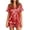 Red, variant on Womens Satin Pajamas Set Button Down 2 Piece Silk Pjs Shorts Set Bowknot Printed Notch Collar Sleepwear