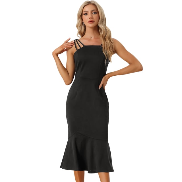 Vestido Midi Allegra K Sirena para Mujer Negro L