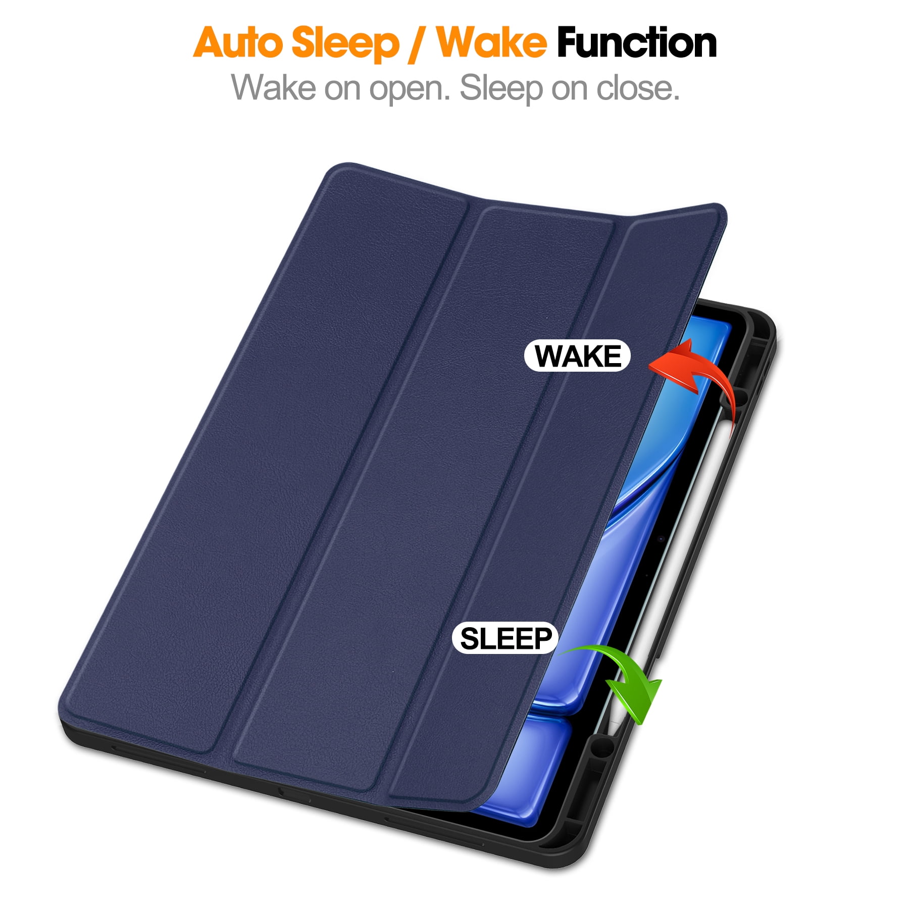 Allytechgroup iPad Air 13 M2 2024 Case, Slim Flip Smart Cover Auto Sleep Wake with Pencil Holder Multi Angle Veiwing Stand Shockproof Case for Apple iPad Air 13 inch 2024,Darkblue