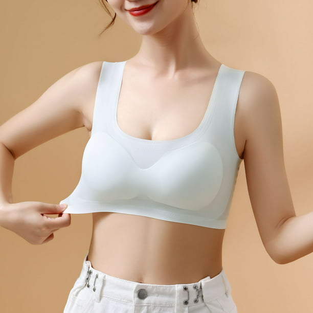 Dalazy Seamless Bra Wireless Push up Lingerie Plus Size Yoga Sport  Underwear, White, XL skin color 4XL
