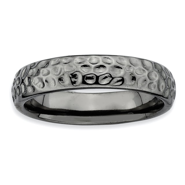 Bague Plaquée Noire en Argent Sterling Stackable Expressions Taille 8