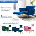 thumbnail image 4 of ACMEASE Velvet Accent Chair with Adjustable Armrests and Backrest,Single Recliner Armchair with Ottoman, Blue, 4 of 7