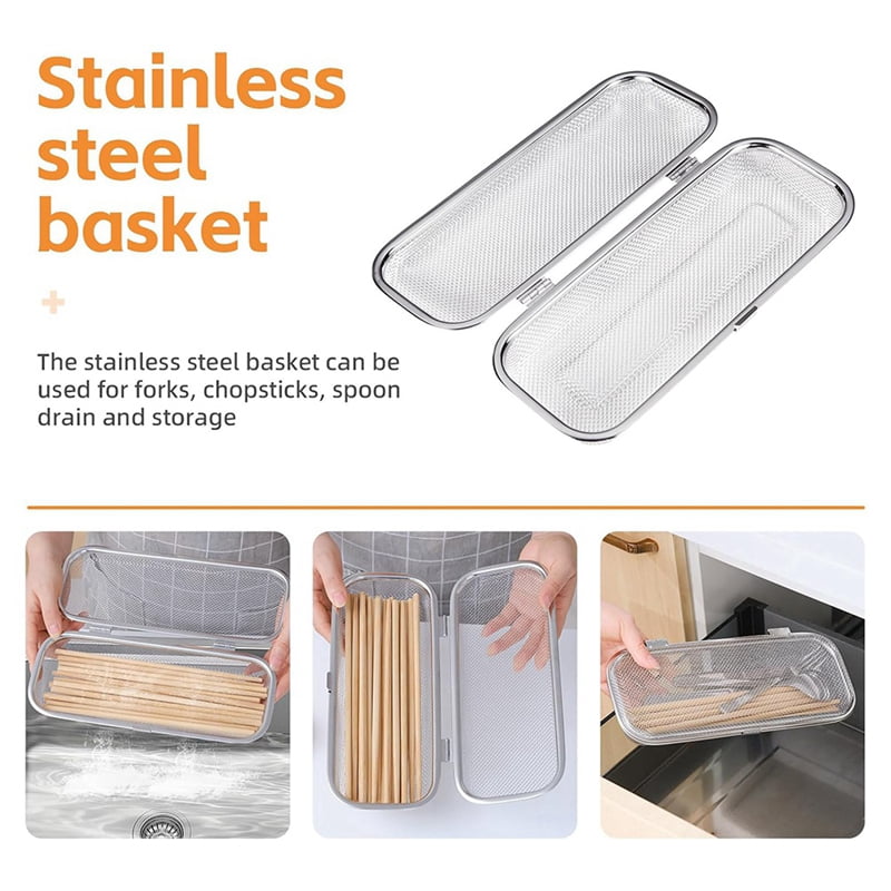 2X Dishwasher Basket, Stainless Steel Dishwasher Silverware Basket, Dishwasher Utensil Basket Rectangular Mesh