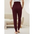 thumbnail image 3 of Yawrut Women's Wine red Maternity Pants, Casual High Waist Abdominal Support Leg Bundle Sports Casual Pants, 3 of 7