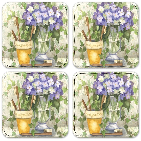 Vinyl Drink Coasters - Set of 4 - Brush Holder