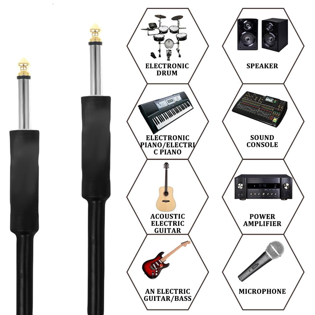 Yihuala Stereos Amplifier Cable 6.35mm Guitar Cable Instrument Cable Plugs Male to Male for Guitar, Bass, Keyboard, Sound Mixing