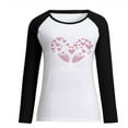 thumbnail image 4 of RKSTN Chandail de la Saint-Valentin pour Femmes, Chandail à la Mode avec Lettres et Cœurs Imprimés, Manches Longues, Col Rond, Hauts à Empiècements, 4 of 4