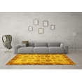 thumbnail image 3 of Ahgly Company Machine Washable Indoor Round Oriental Yellow Traditional Area Rugs, 5' Round, 3 of 4