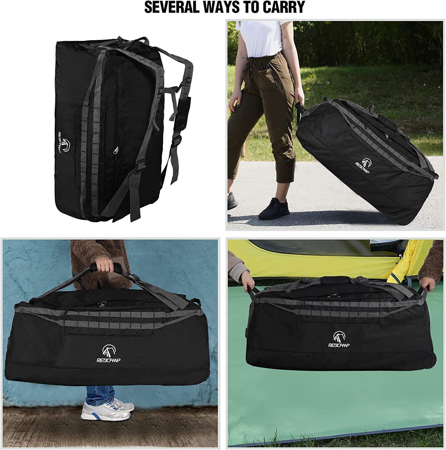 Redcamp 140L Foldable Rolling Duffle Bag with Backpack Straps photo 2