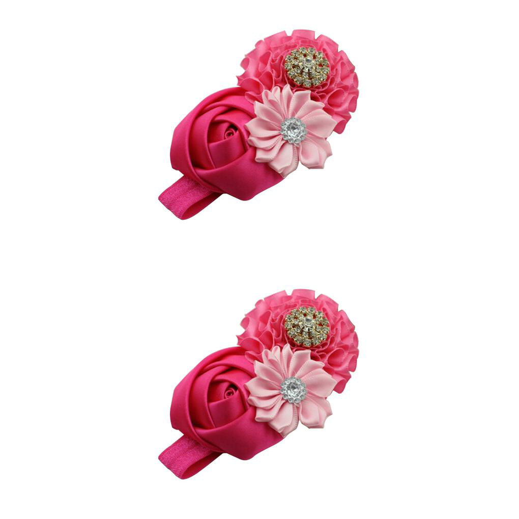120PCS Artificial Silk Rosette Flower For Baby Girls Headband Hair Accessories 