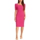 thumbnail image 2 of Vestido de lápiz INSPIRE CHIC para mujeres, con mangas abullonadas, abertura trasera, estilo de negocios casual, escote cuadrado, color rojo rosa, 2 of 6