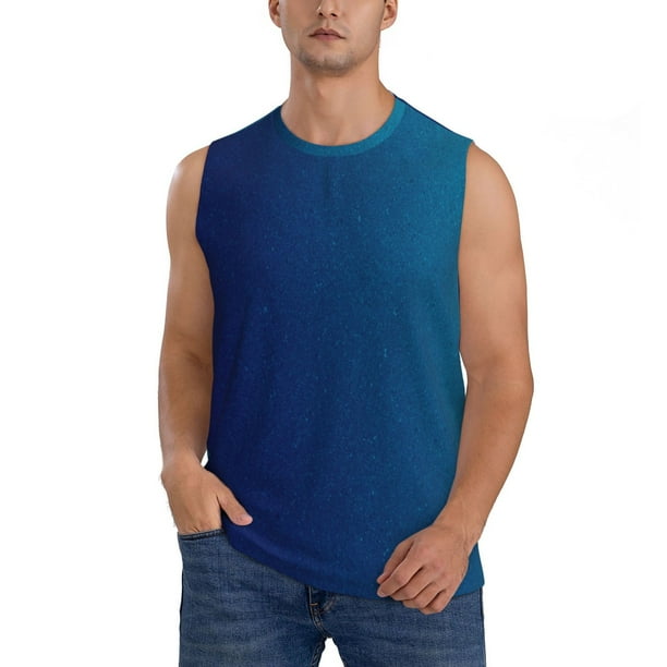Fotbe teal blue Men's Camiseta sin Mangas Estampada para Hombres, Playera Casual para Gimnasio, Entrenamiento, Playa-Large